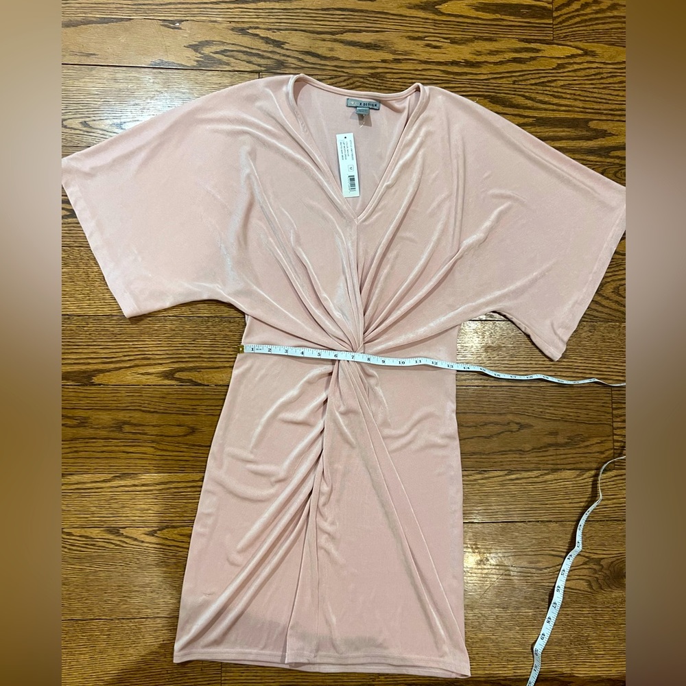 Love By Design, Nordstrom NWT fitted pink knotted draped sleeve cocktail dress